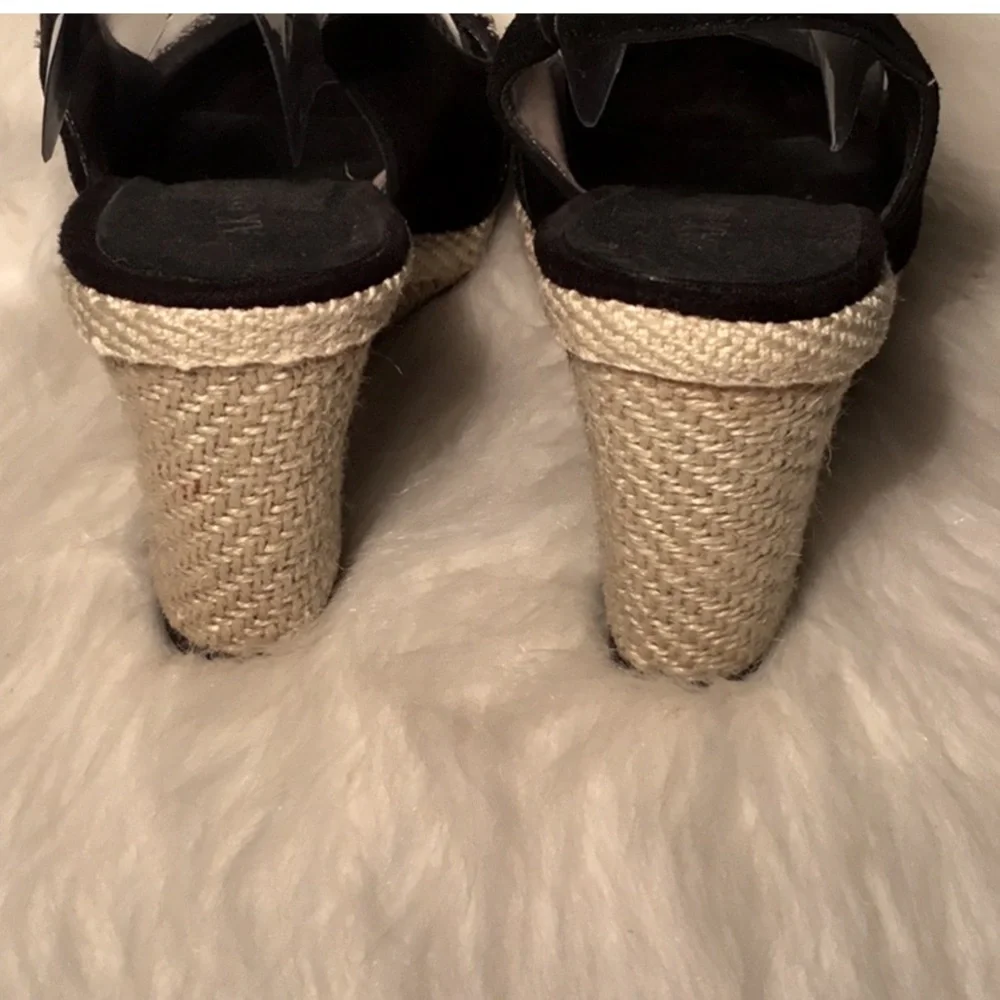 ANNE KLEIN STUD EMBELLISHED SUEDE WEDGE